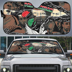 Unified Africa Pan African Raised Fist Peace Dove Chains Auto Sun Shade Vintage Freedom Flag Map Collage