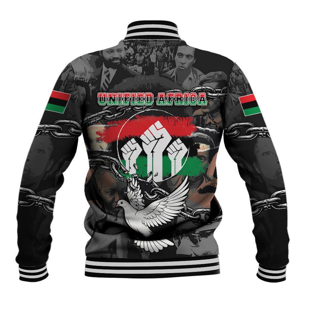 Unified Africa Pan African Raised Fist Peace Dove Chains Baseball Jacket Vintage Freedom Flag Map Collage