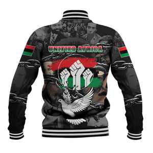Unified Africa Pan African Raised Fist Peace Dove Chains Baseball Jacket Vintage Freedom Flag Map Collage