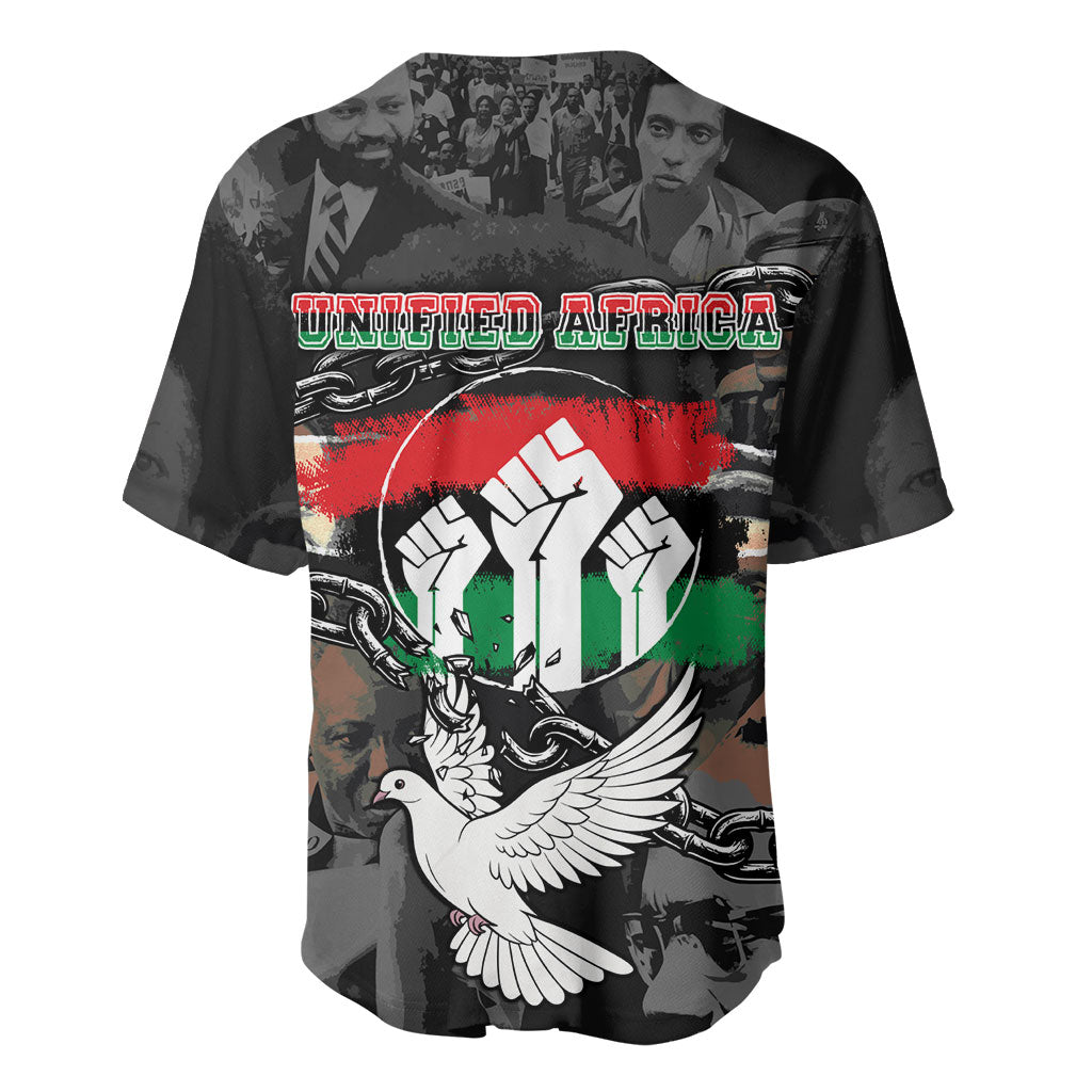Unified Africa Pan African Raised Fist Peace Dove Chains Baseball Jersey Vintage Freedom Flag Map Collage