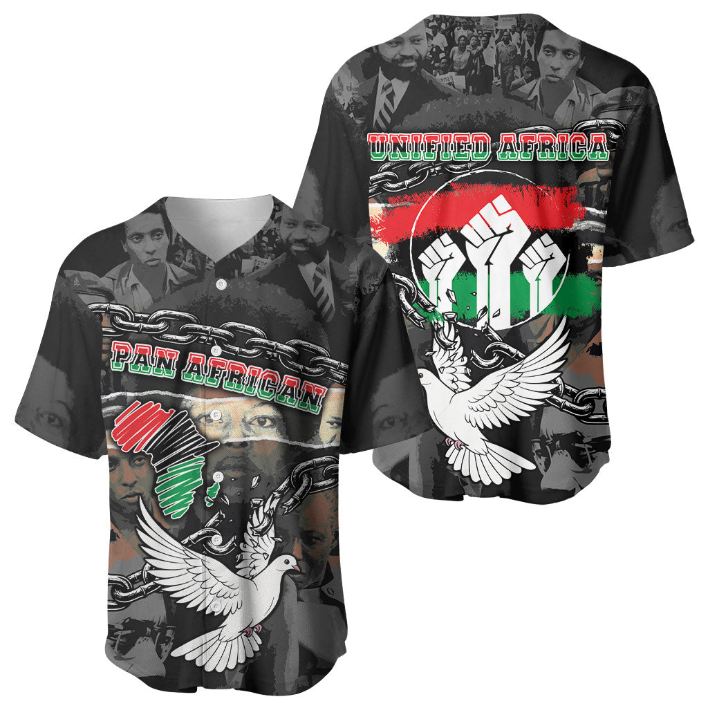 Unified Africa Pan African Raised Fist Peace Dove Chains Baseball Jersey Vintage Freedom Flag Map Collage