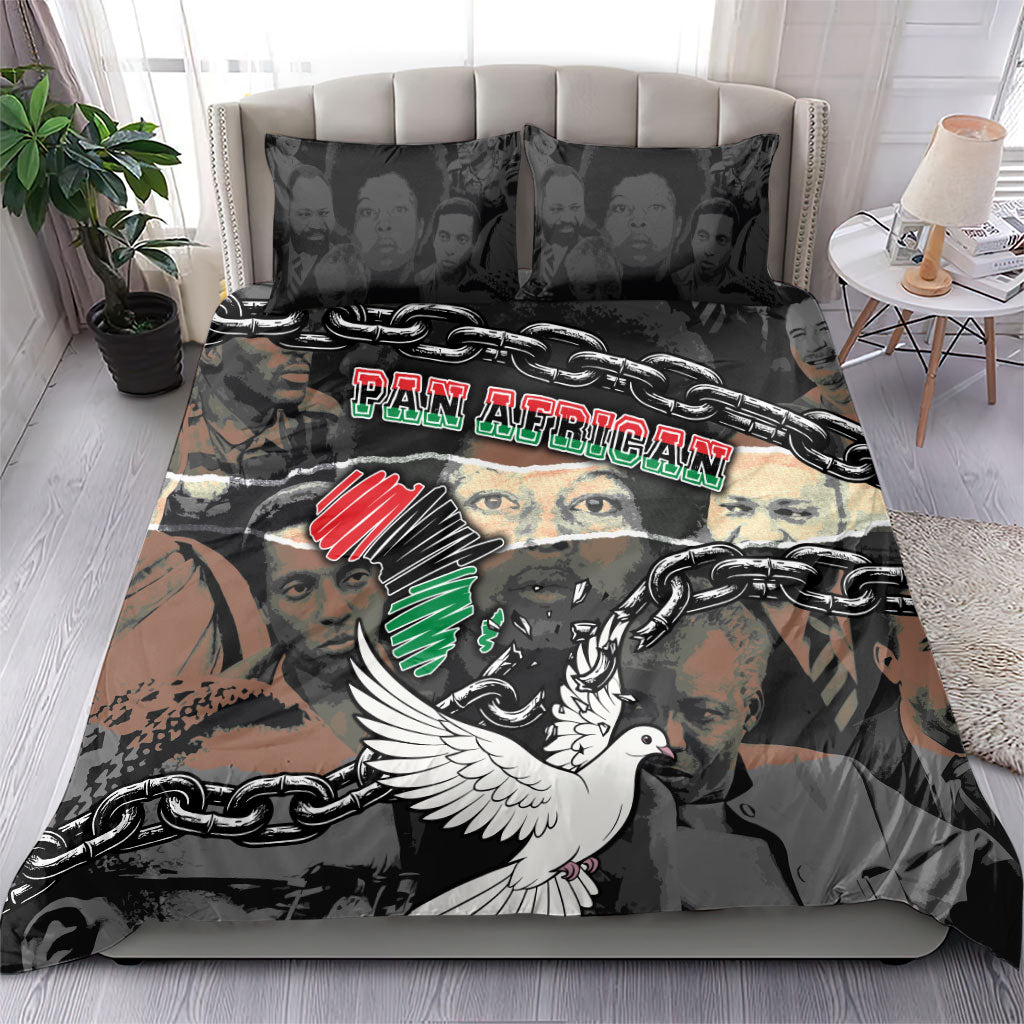 Unified Africa Pan African Raised Fist Peace Dove Chains Bedding Set Vintage Freedom Flag Map Collage