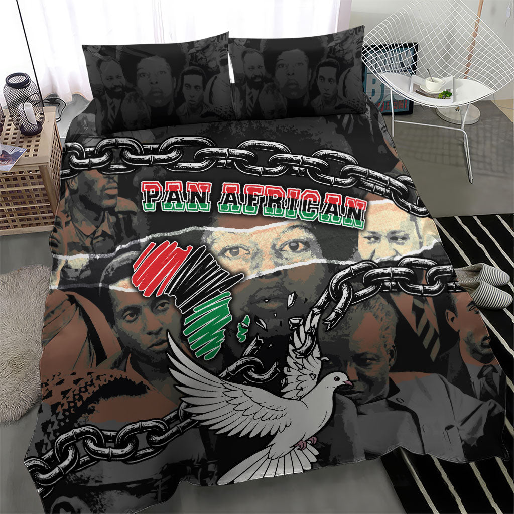 Unified Africa Pan African Raised Fist Peace Dove Chains Bedding Set Vintage Freedom Flag Map Collage