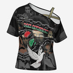 Unified Africa Pan African Raised Fist Peace Dove Chains Cross Shoulder Shirt Vintage Freedom Flag Map Collage