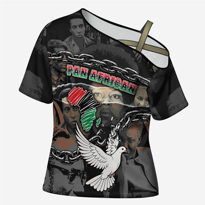 Unified Africa Pan African Raised Fist Peace Dove Chains Cross Shoulder Shirt Vintage Freedom Flag Map Collage