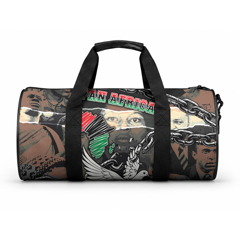 Unified Africa Pan African Raised Fist Peace Dove Chains Duffle Bag Vintage Freedom Flag Map Collage