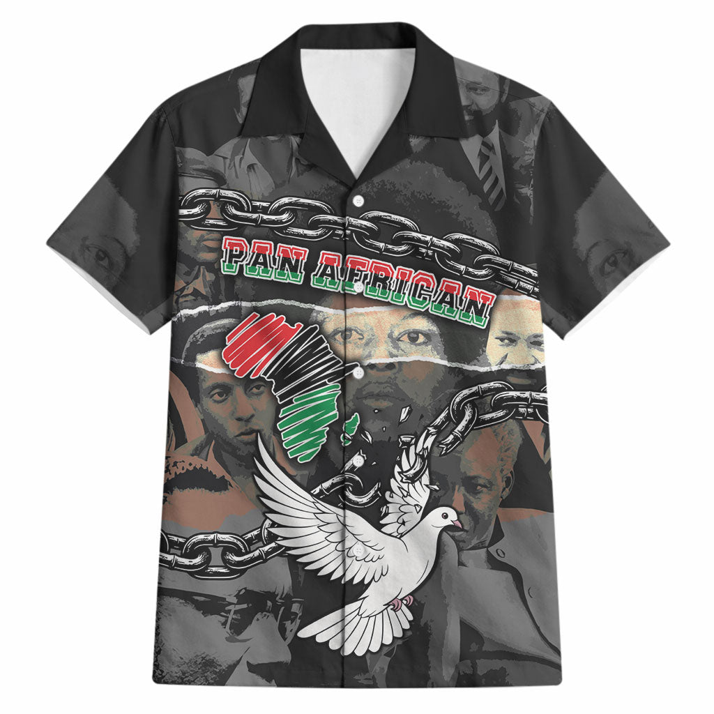 Unified Africa Pan African Raised Fist Peace Dove Chains Hawaiian Shirt Vintage Freedom Flag Map Collage