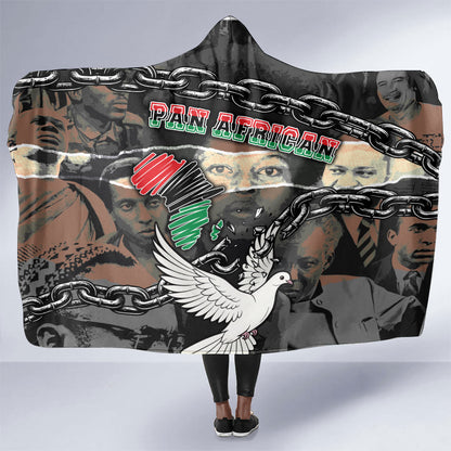 Unified Africa Pan African Raised Fist Peace Dove Chains Hooded Blanket Vintage Freedom Flag Map Collage