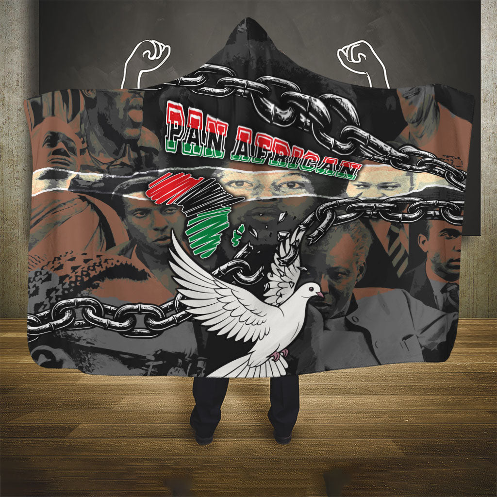 Unified Africa Pan African Raised Fist Peace Dove Chains Hooded Blanket Vintage Freedom Flag Map Collage
