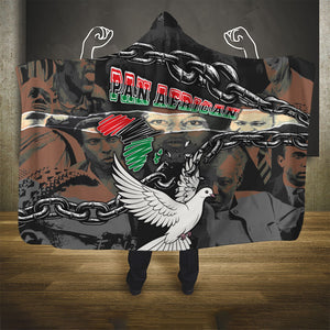 Unified Africa Pan African Raised Fist Peace Dove Chains Hooded Blanket Vintage Freedom Flag Map Collage