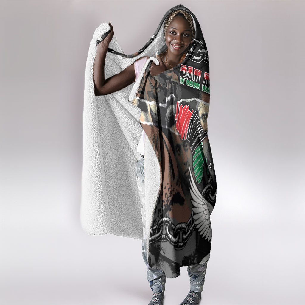Unified Africa Pan African Raised Fist Peace Dove Chains Hooded Blanket Vintage Freedom Flag Map Collage