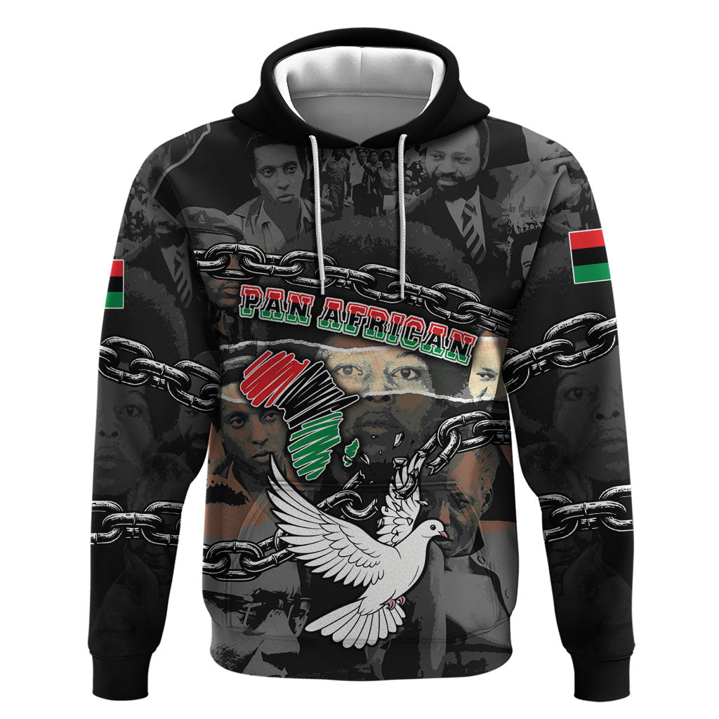 Unified Africa Pan African Raised Fist Peace Dove Chains Hoodie Vintage Freedom Flag Map Collage