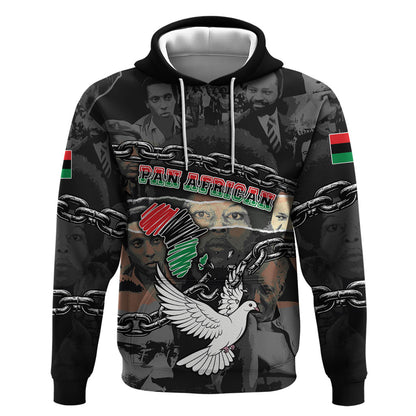 Unified Africa Pan African Raised Fist Peace Dove Chains Hoodie Vintage Freedom Flag Map Collage