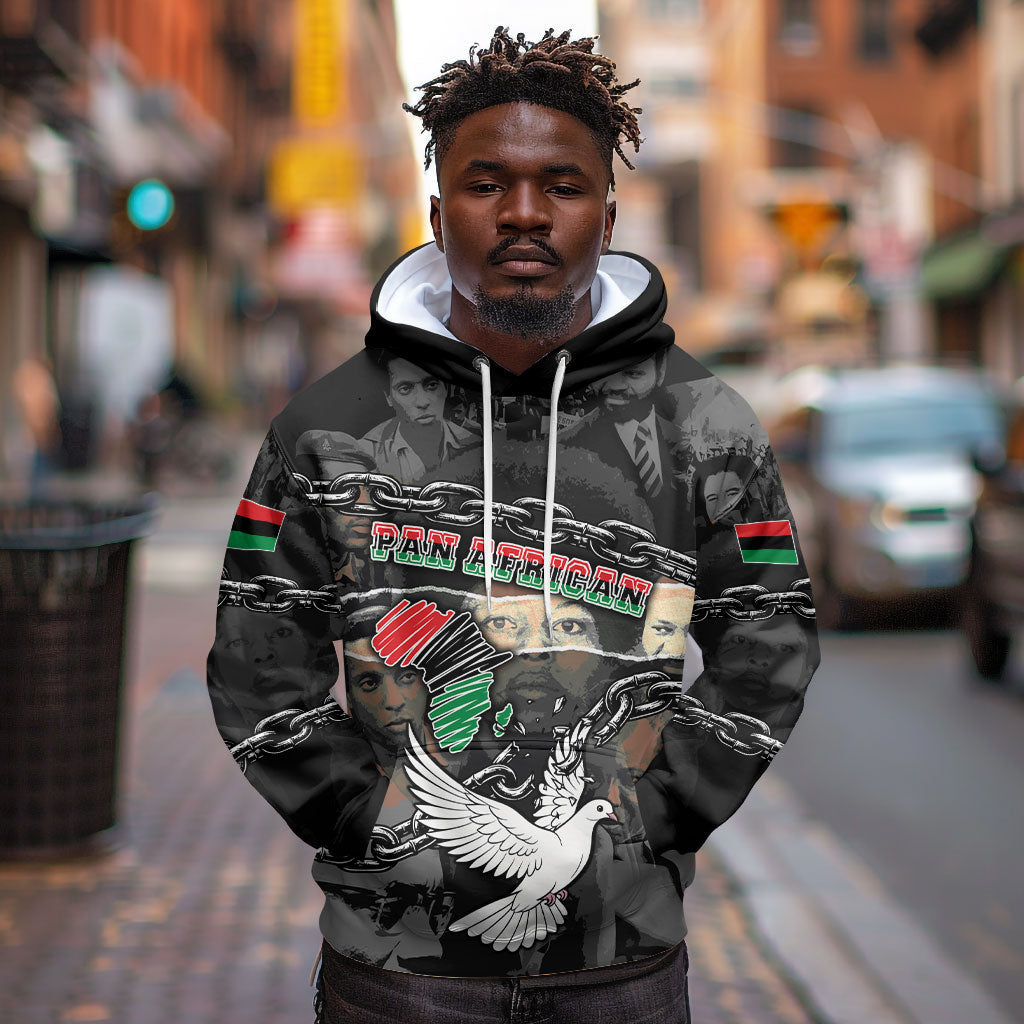 Unified Africa Pan African Raised Fist Peace Dove Chains Hoodie Vintage Freedom Flag Map Collage