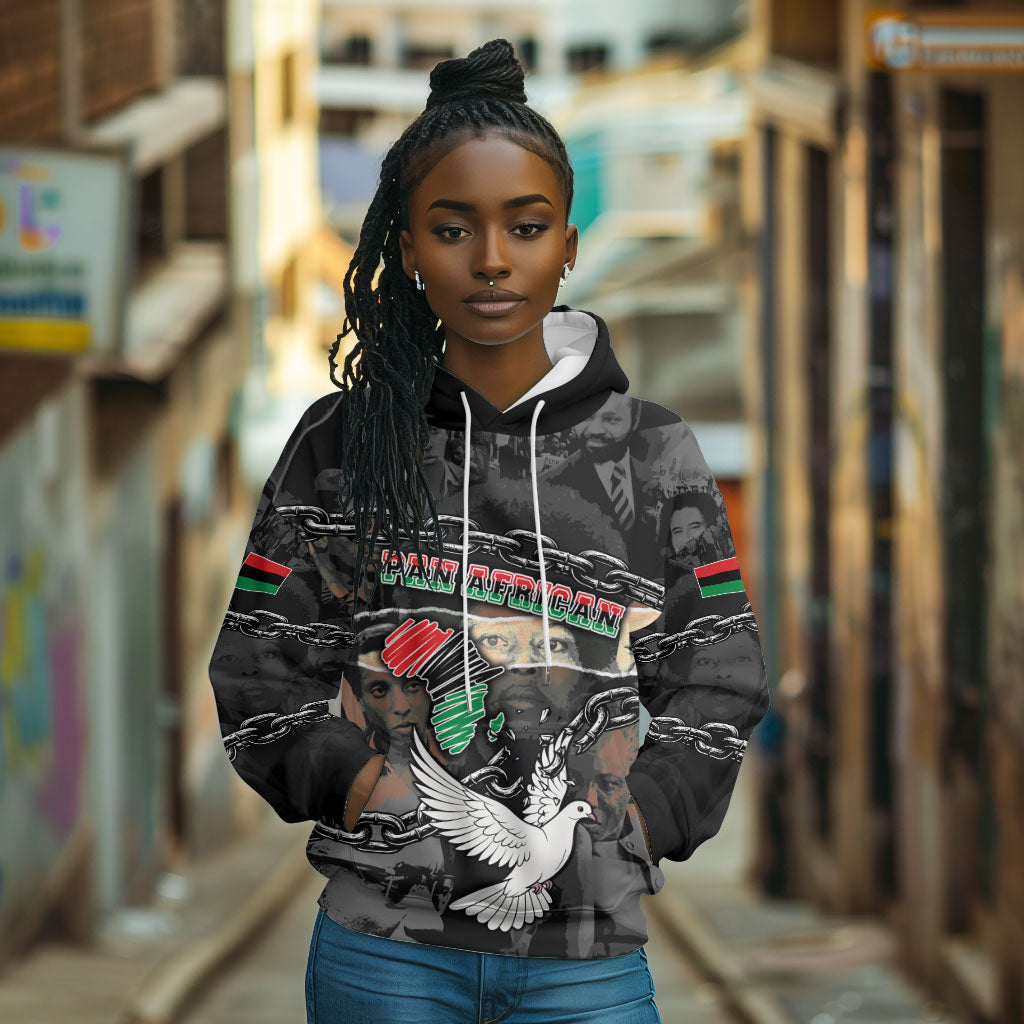 Unified Africa Pan African Raised Fist Peace Dove Chains Hoodie Vintage Freedom Flag Map Collage