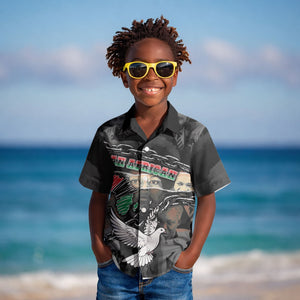Unified Africa Pan African Raised Fist Peace Dove Chains Kid Hawaiian Shirt Vintage Freedom Flag Map Collage