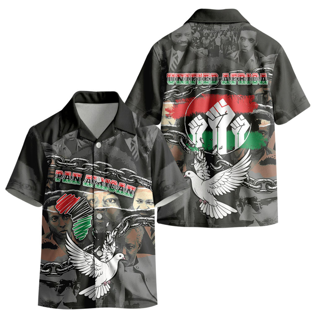 Unified Africa Pan African Raised Fist Peace Dove Chains Kid Hawaiian Shirt Vintage Freedom Flag Map Collage