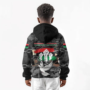 Unified Africa Pan African Raised Fist Peace Dove Chains Kid Hoodie Vintage Freedom Flag Map Collage