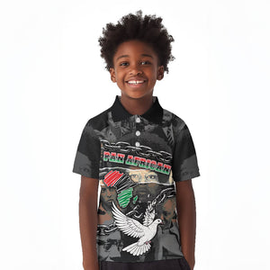 Unified Africa Pan African Raised Fist Peace Dove Chains Kid Polo Shirt Vintage Freedom Flag Map Collage