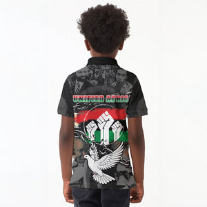 Unified Africa Pan African Raised Fist Peace Dove Chains Kid Polo Shirt Vintage Freedom Flag Map Collage