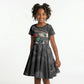 Unified Africa Pan African Raised Fist Peace Dove Chains Kid Short Sleeve Dress Vintage Freedom Flag Map Collage