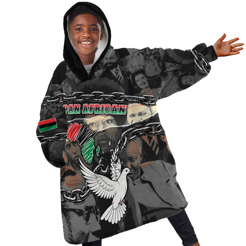 Unified Africa Pan African Raised Fist Peace Dove Chains Kid Wearable Blanket Hoodie Vintage Freedom Flag Map Collage