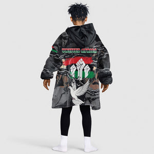 Unified Africa Pan African Raised Fist Peace Dove Chains Kid Wearable Blanket Hoodie Vintage Freedom Flag Map Collage
