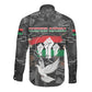 Unified Africa Pan African Raised Fist Peace Dove Chains Long Sleeve Button Shirt Vintage Freedom Flag Map Collage