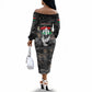 Unified Africa Pan African Raised Fist Peace Dove Chains Off The Shoulder Long Sleeve Dress Vintage Freedom Flag Map Collage
