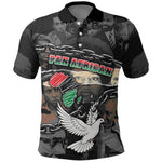 Unified Africa Pan African Raised Fist Peace Dove Chains Polo Shirt Vintage Freedom Flag Map Collage