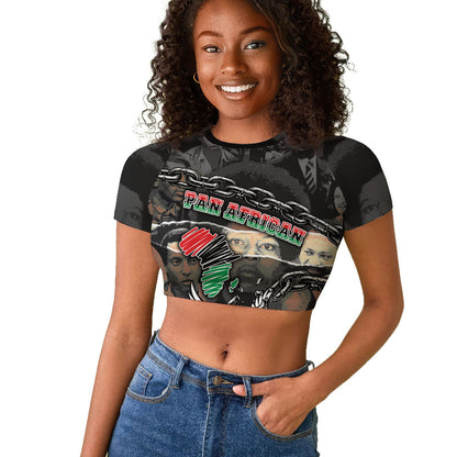Unified Africa Pan African Raised Fist Peace Dove Chains Raglan Cropped T shirt Vintage Freedom Flag Map Collage