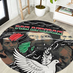 Unified Africa Pan African Raised Fist Peace Dove Chains Round Carpet Vintage Freedom Flag Map Collage