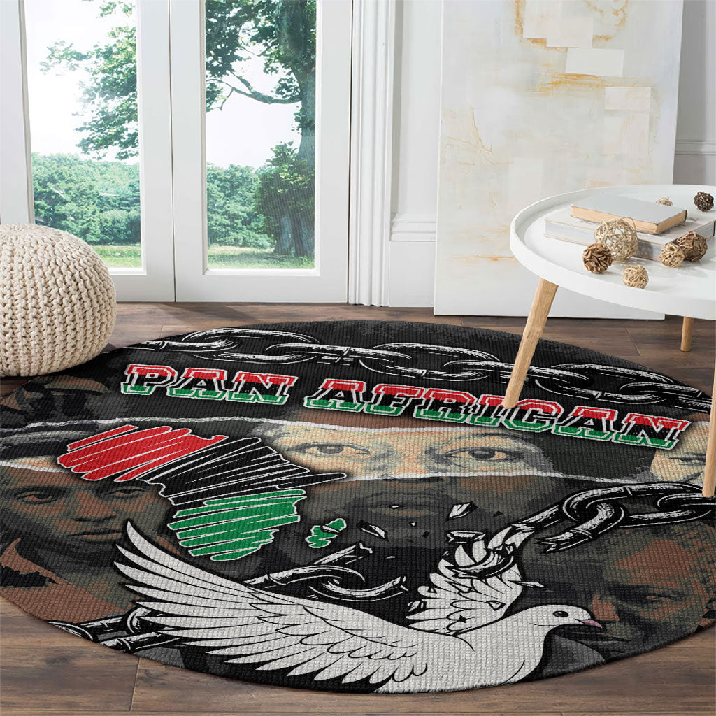 Unified Africa Pan African Raised Fist Peace Dove Chains Round Carpet Vintage Freedom Flag Map Collage