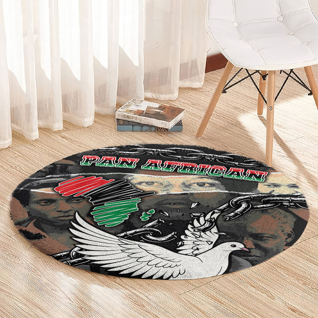 Unified Africa Pan African Raised Fist Peace Dove Chains Round Carpet Vintage Freedom Flag Map Collage