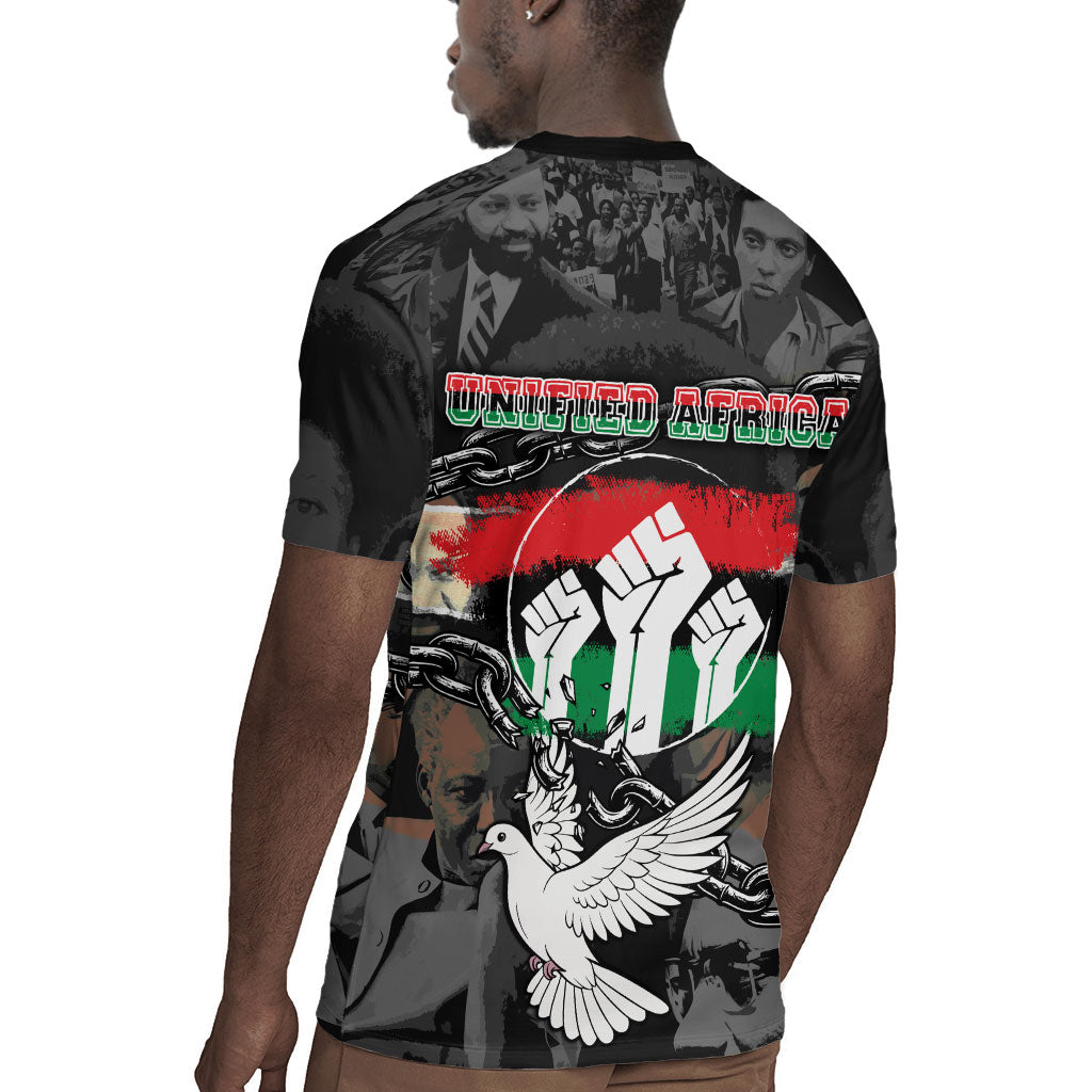 Unified Africa Pan African Raised Fist Peace Dove Chains Rugby Jersey Vintage Freedom Flag Map Collage