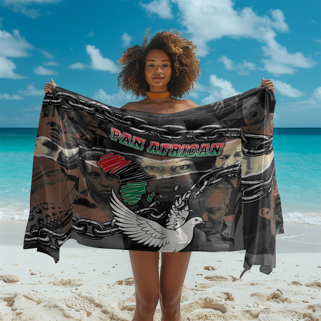 Unified Africa Pan African Raised Fist Peace Dove Chains Sarong Vintage Freedom Flag Map Collage