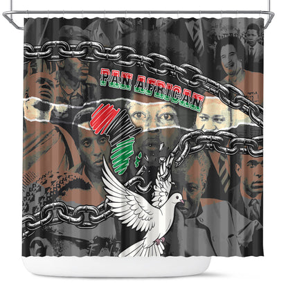 Unified Africa Pan African Raised Fist Peace Dove Chains Shower Curtain Vintage Freedom Flag Map Collage