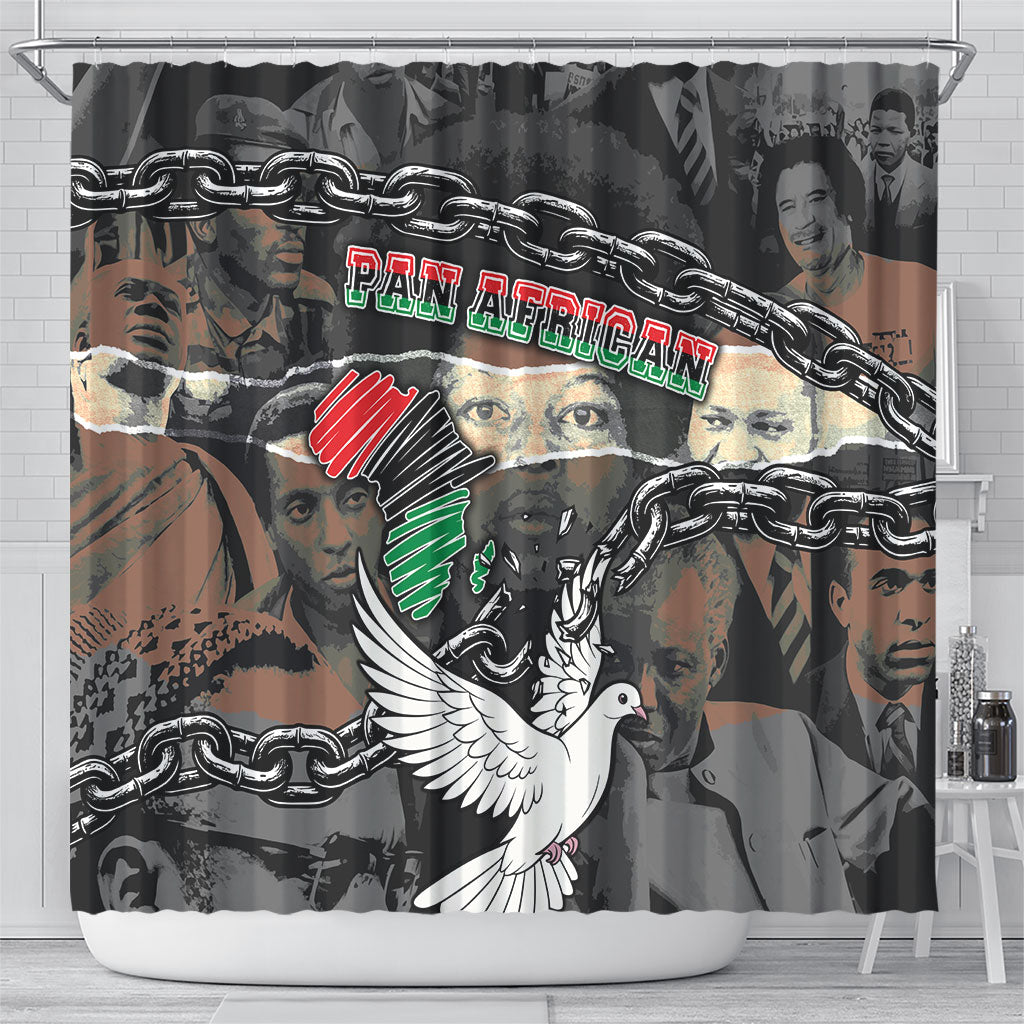 Unified Africa Pan African Raised Fist Peace Dove Chains Shower Curtain Vintage Freedom Flag Map Collage