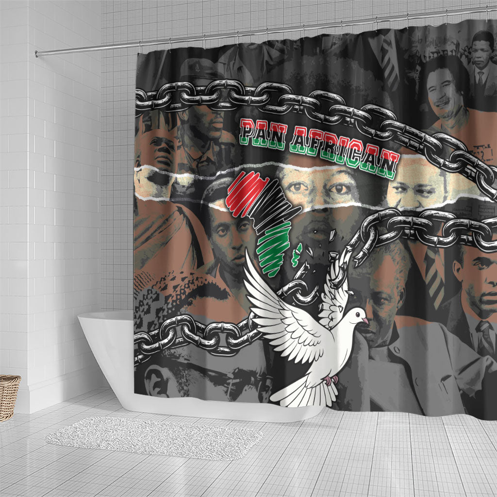 Unified Africa Pan African Raised Fist Peace Dove Chains Shower Curtain Vintage Freedom Flag Map Collage