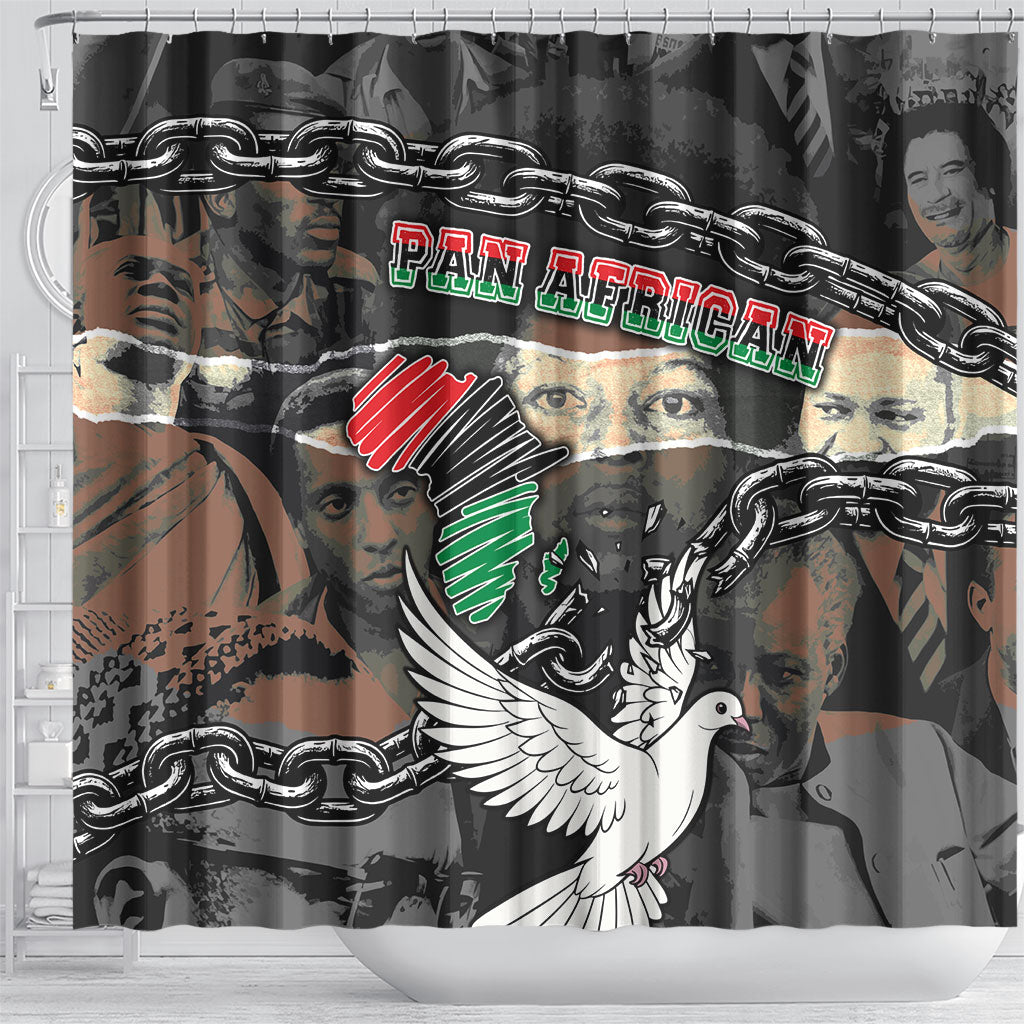 Unified Africa Pan African Raised Fist Peace Dove Chains Shower Curtain Vintage Freedom Flag Map Collage