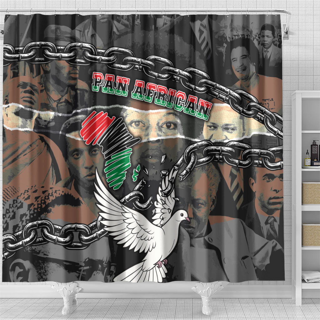 Unified Africa Pan African Raised Fist Peace Dove Chains Shower Curtain Vintage Freedom Flag Map Collage