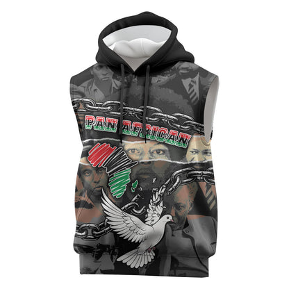 Unified Africa Pan African Raised Fist Peace Dove Chains Sleeveless Hoodie Vintage Freedom Flag Map Collage