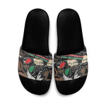 Unified Africa Pan African Raised Fist Peace Dove Chains Slide Sandals Vintage Freedom Flag Map Collage