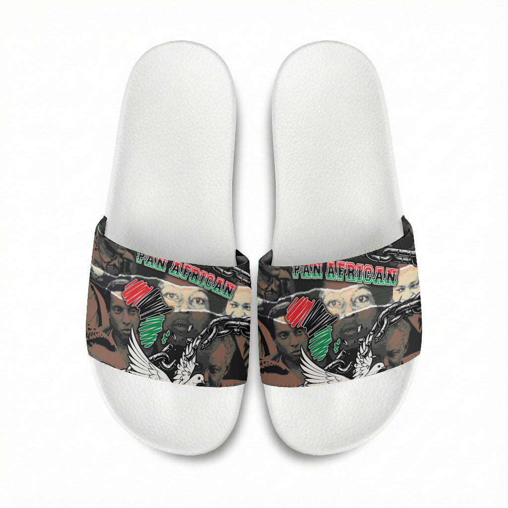 Unified Africa Pan African Raised Fist Peace Dove Chains Slide Sandals Vintage Freedom Flag Map Collage