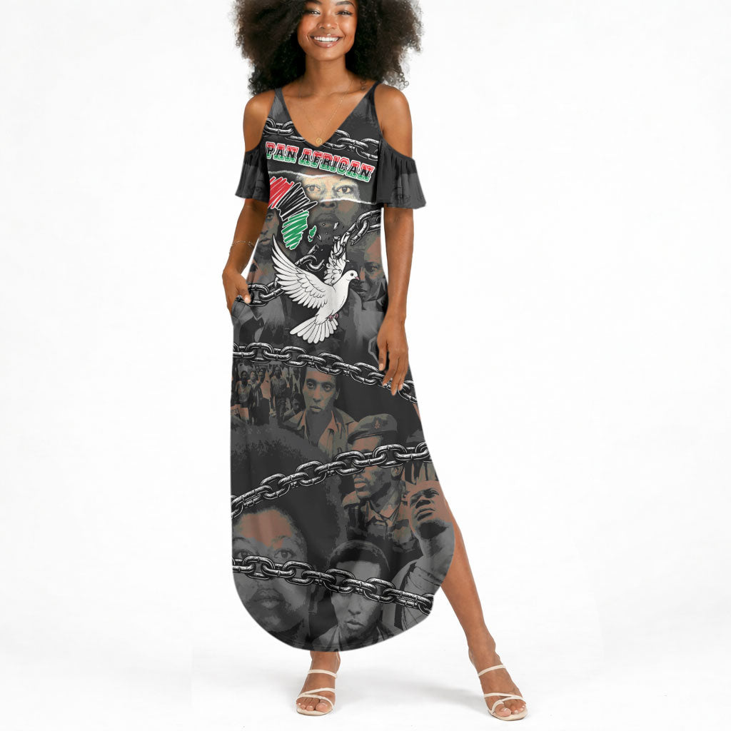 Unified Africa Pan African Raised Fist Peace Dove Chains Summer Maxi Dress Vintage Freedom Flag Map Collage