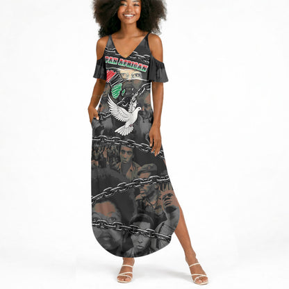 Unified Africa Pan African Raised Fist Peace Dove Chains Summer Maxi Dress Vintage Freedom Flag Map Collage