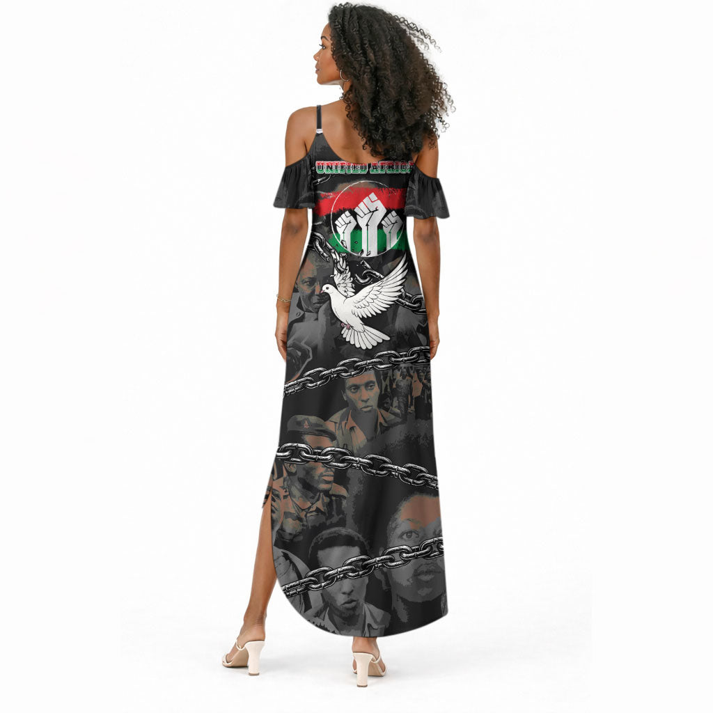 Unified Africa Pan African Raised Fist Peace Dove Chains Summer Maxi Dress Vintage Freedom Flag Map Collage