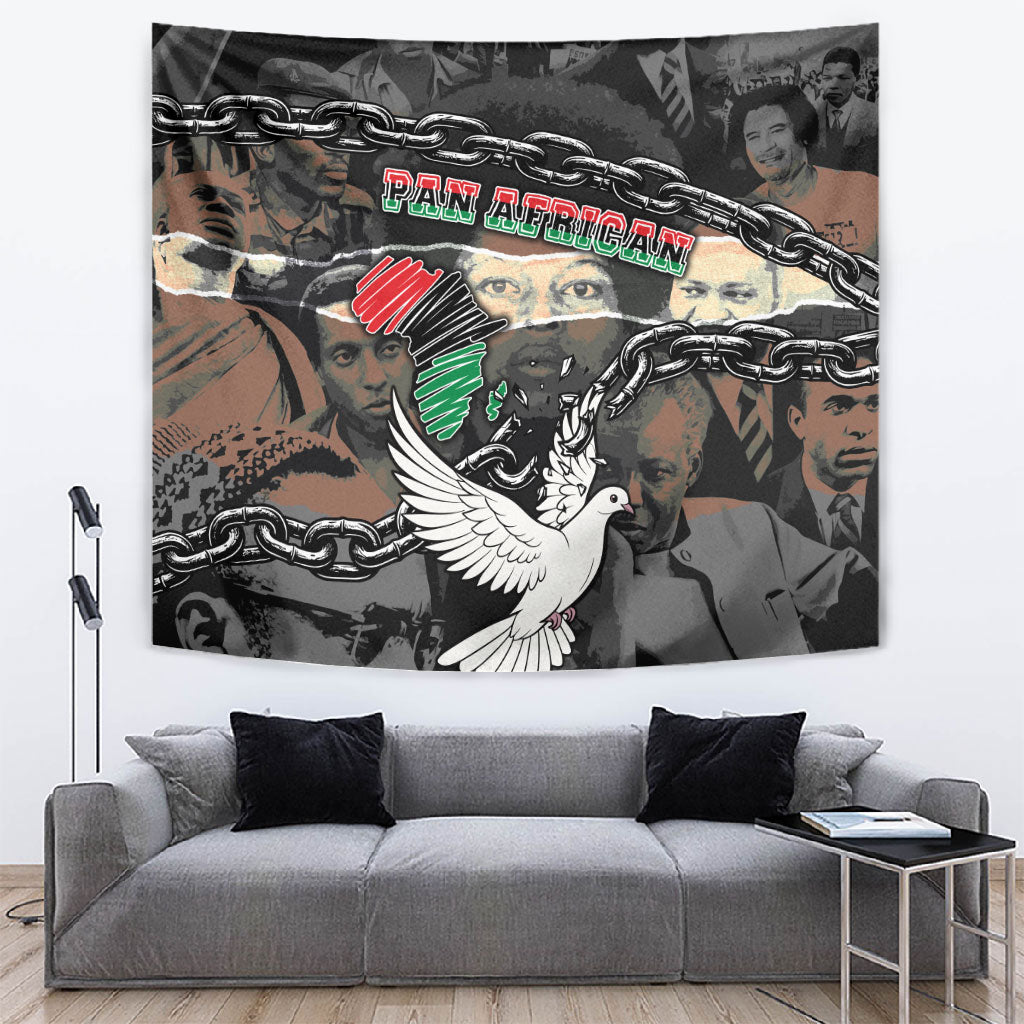 Unified Africa Pan African Raised Fist Peace Dove Chains Tapestry Vintage Freedom Flag Map Collage
