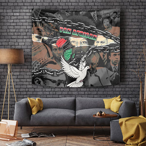 Unified Africa Pan African Raised Fist Peace Dove Chains Tapestry Vintage Freedom Flag Map Collage