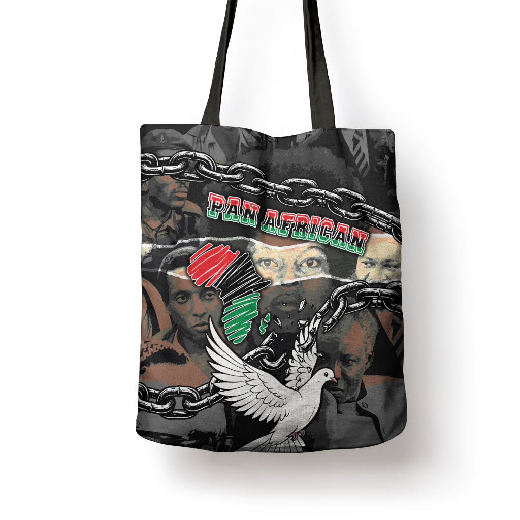 Unified Africa Pan African Raised Fist Peace Dove Chains Tote Bag Vintage Freedom Flag Map Collage